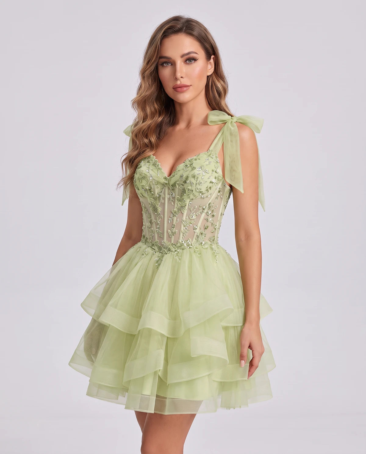 Isaline Mini Dresses — Dusty Sage