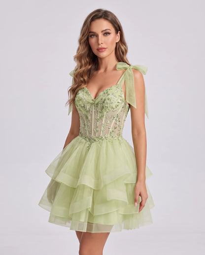 Isaline Mini Dresses — Dusty Sage