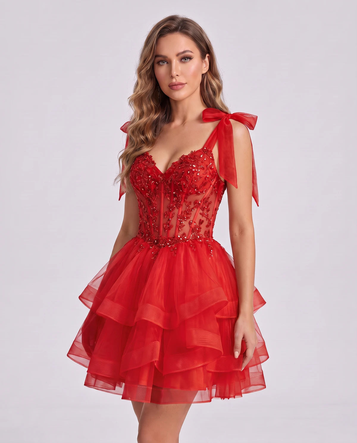 Isaline Mini Dresses — Red