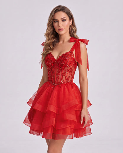Isaline Mini Dresses — Red