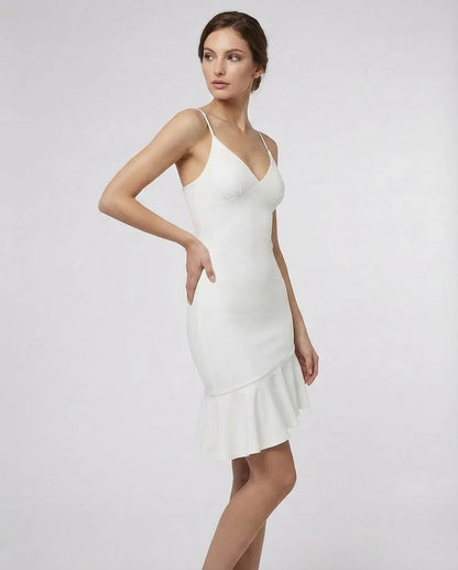 White A-line V-Neck Sleeveless Mini Dress | Black-Tie Events, Party Nights & Day-to-Night, side view | Ramblion | SKU: CMD-391827465-white-L-2311,CMD-391827465-white-M-9376,CMD-391827465-white-S-2900,CMD-391827465-white-XL-7553,CMD-391827465-white-XS-5218