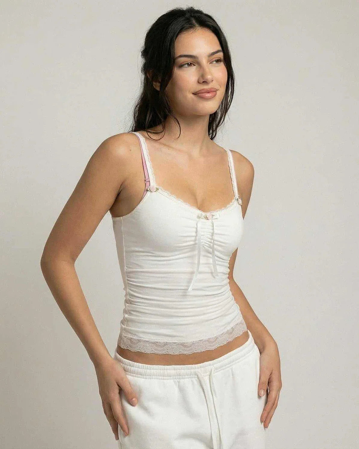 Ivory Cotton Top, front view | Ramblion | SKU: LT-96412-ivory-L-9906,LT-96412-ivory-M-5272,LT-96412-ivory-S-331,LT-96412-ivory-XL-2936,LT-96412-ivory-XS-461