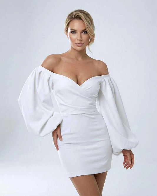 Ivory Satin Bodycon V-Neck Sleeveless Mini Dress | Black-Tie Events, Night Out & Daily Wear, front view | Ramblion
