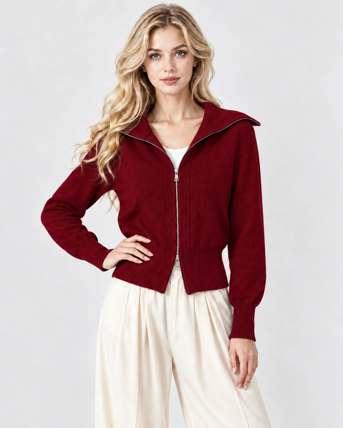 Jacintha Cardigans — Burgundy