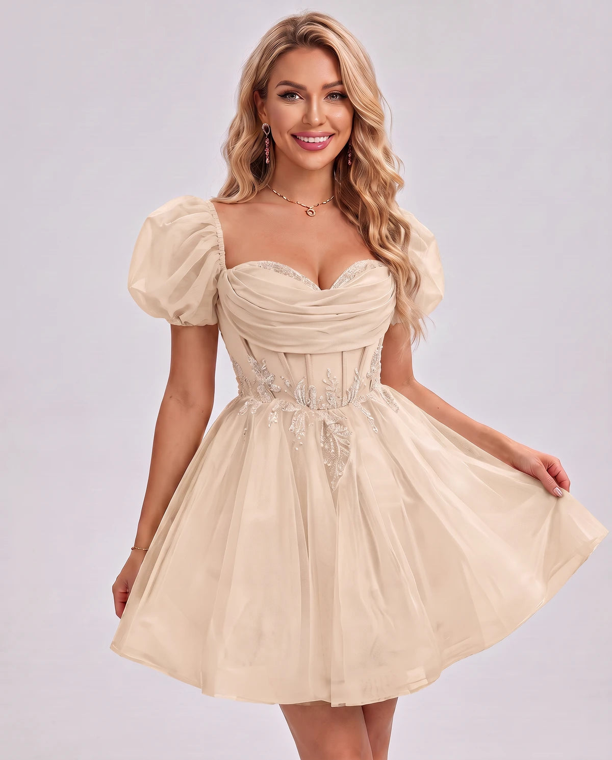 Jasminne Mini Dresses — Champagne