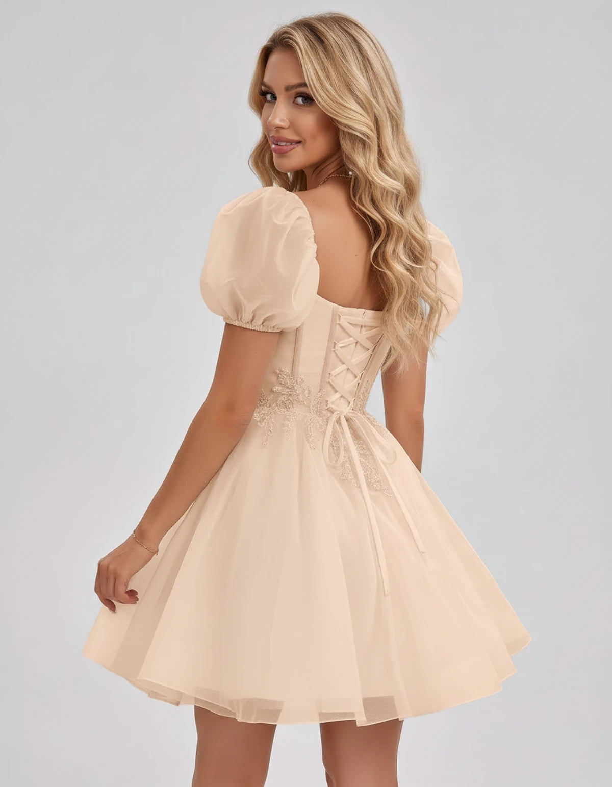 Jasminne Mini Dresses — Champagne | SKU: RB-1b3eb1-champa2e-2,RB-1b3eb1-champa2e-4,RB-1b3eb1-champa2e-6,RB-1b3eb1-champa2e-8,RB-1b3eb1-champa2e-10,RB-1b3eb1-champa2e-12,RB-1b3eb1-champa2e-14,RB-1b3eb1-champa2e-16,RB-1b3eb1-champa2e-16W,RB-1b3eb1-champa2e-18W,RB-1b3eb1-champa2e-20W,RB-1b3eb1-champa2e-22W