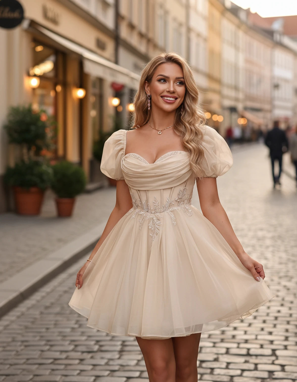 Jasminne Mini Dresses — Champagne | SKU: RB-1b3eb1-champa2e-2,RB-1b3eb1-champa2e-4,RB-1b3eb1-champa2e-6,RB-1b3eb1-champa2e-8,RB-1b3eb1-champa2e-10,RB-1b3eb1-champa2e-12,RB-1b3eb1-champa2e-14,RB-1b3eb1-champa2e-16,RB-1b3eb1-champa2e-16W,RB-1b3eb1-champa2e-18W,RB-1b3eb1-champa2e-20W,RB-1b3eb1-champa2e-22W