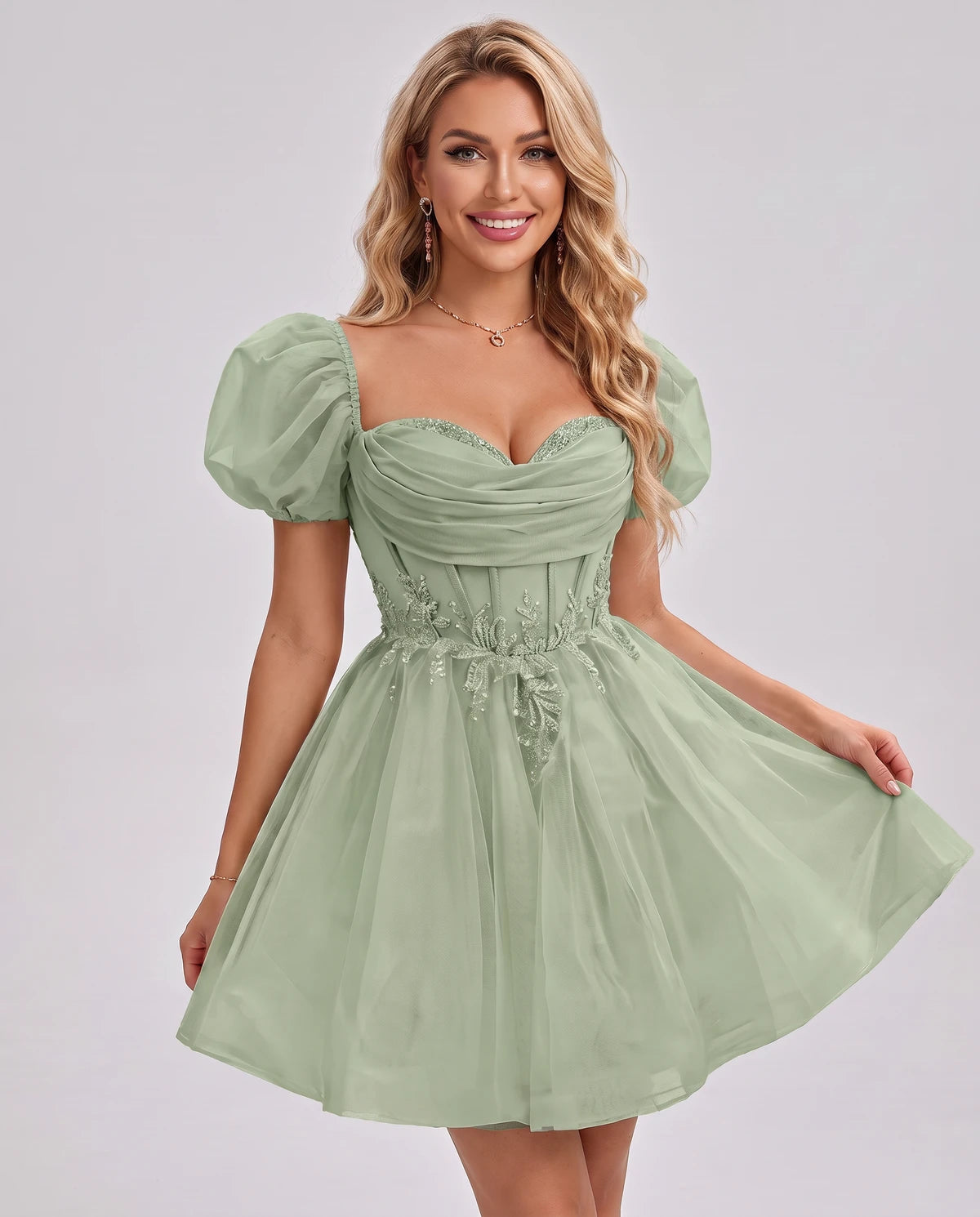 Jasminne Mini Dresses — Dusty Sage