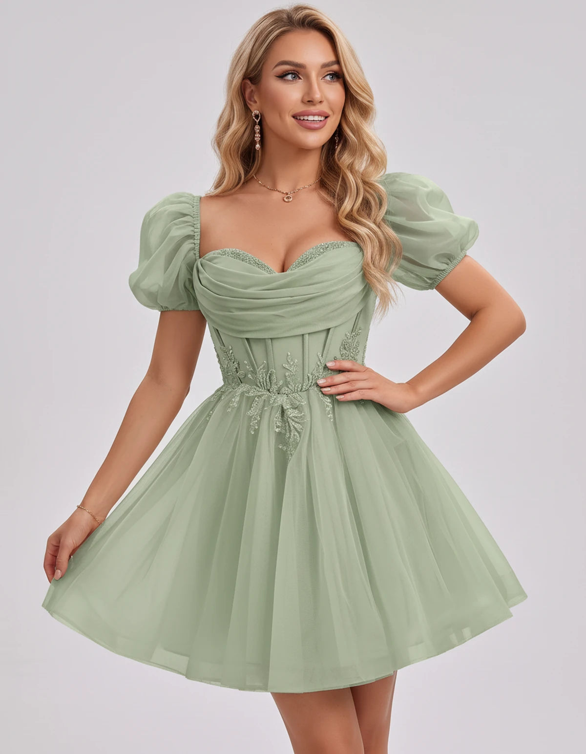 Jasminne Mini Dresses — Dusty Sage | SKU: RB-1b3eb1-dustys97-2,RB-1b3eb1-dustys97-4,RB-1b3eb1-dustys97-6,RB-1b3eb1-dustys97-8,RB-1b3eb1-dustys97-10,RB-1b3eb1-dustys97-12,RB-1b3eb1-dustys97-14,RB-1b3eb1-dustys97-16,RB-1b3eb1-dustys97-16W,RB-1b3eb1-dustys97-18W,RB-1b3eb1-dustys97-20W,RB-1b3eb1-dustys97-22W