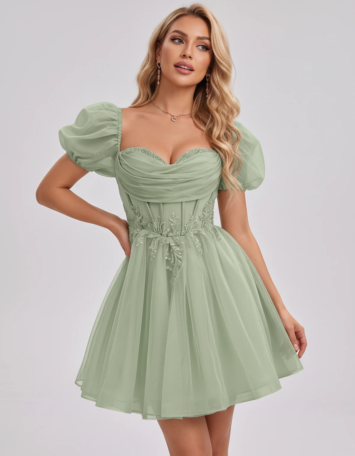 Jasminne Mini Dresses — Dusty Sage | SKU: RB-1b3eb1-dustys97-2,RB-1b3eb1-dustys97-4,RB-1b3eb1-dustys97-6,RB-1b3eb1-dustys97-8,RB-1b3eb1-dustys97-10,RB-1b3eb1-dustys97-12,RB-1b3eb1-dustys97-14,RB-1b3eb1-dustys97-16,RB-1b3eb1-dustys97-16W,RB-1b3eb1-dustys97-18W,RB-1b3eb1-dustys97-20W,RB-1b3eb1-dustys97-22W