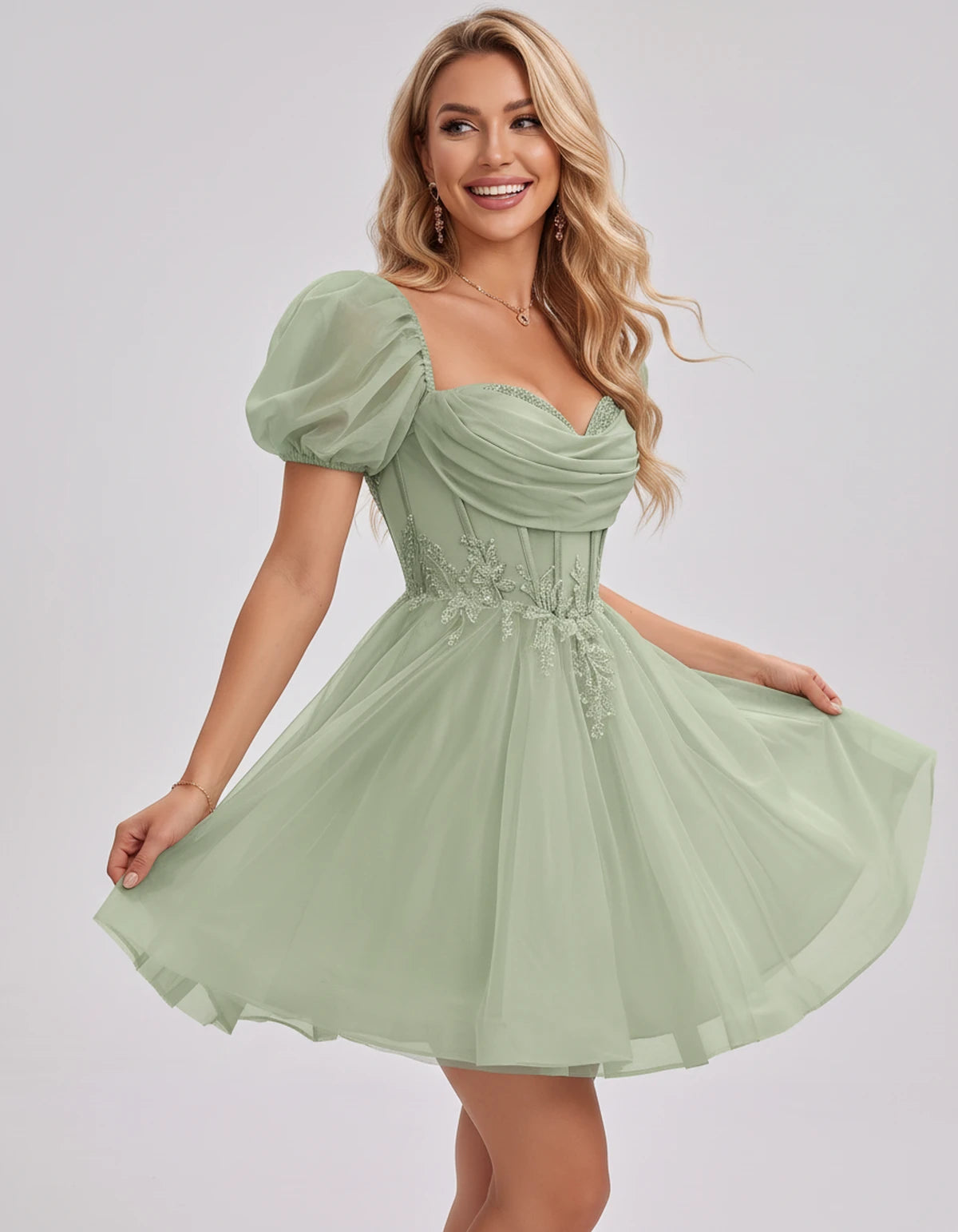 Jasminne Mini Dresses — Dusty Sage | SKU: RB-1b3eb1-dustys97-2,RB-1b3eb1-dustys97-4,RB-1b3eb1-dustys97-6,RB-1b3eb1-dustys97-8,RB-1b3eb1-dustys97-10,RB-1b3eb1-dustys97-12,RB-1b3eb1-dustys97-14,RB-1b3eb1-dustys97-16,RB-1b3eb1-dustys97-16W,RB-1b3eb1-dustys97-18W,RB-1b3eb1-dustys97-20W,RB-1b3eb1-dustys97-22W