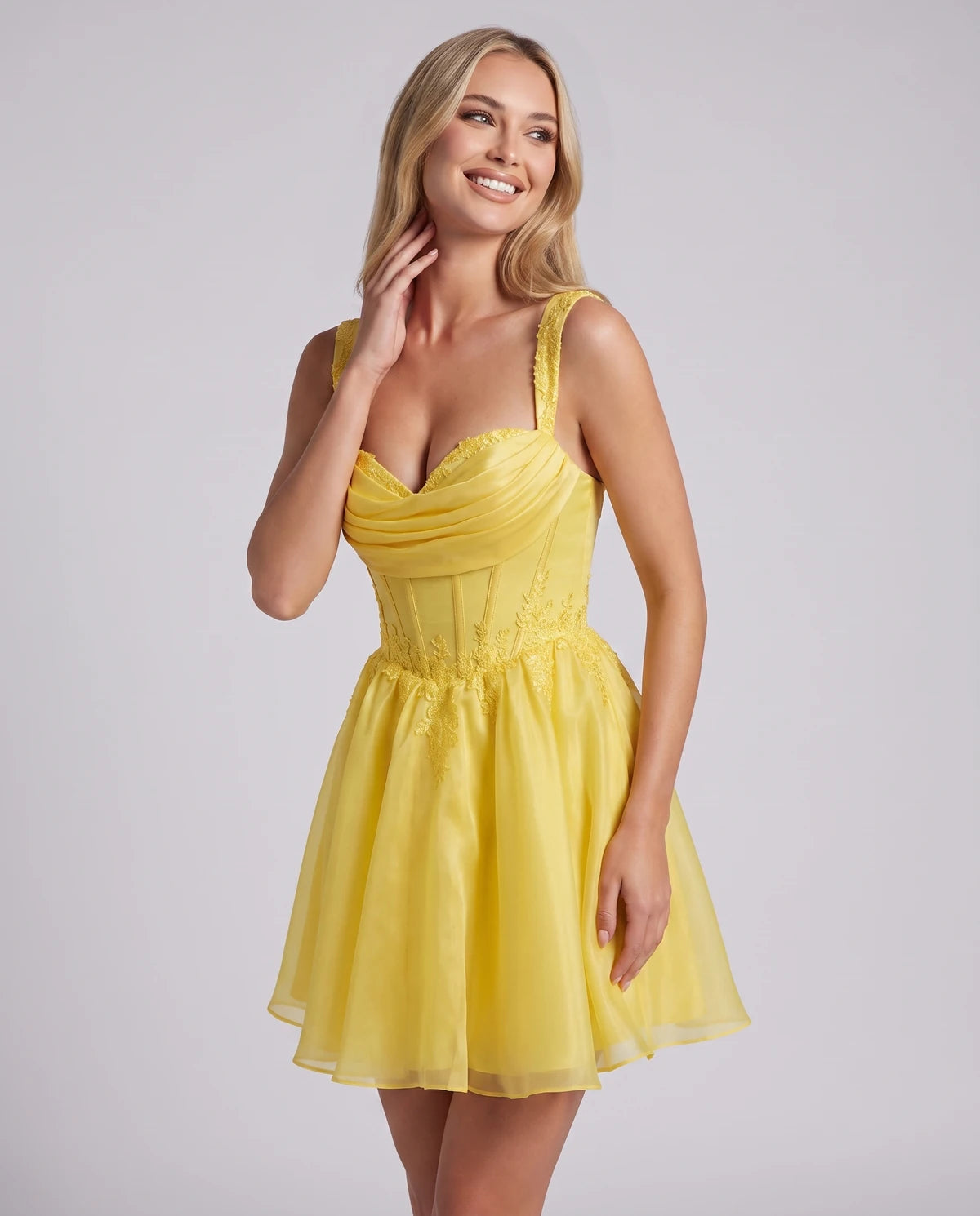 Kalinda Mini Dress — Yellow | SKU: RB-0db8da-yellow-2,RB-0db8da-yellow-4,RB-0db8da-yellow-6,RB-0db8da-yellow-8,RB-0db8da-yellow-10,RB-0db8da-yellow-12,RB-0db8da-yellow-14,RB-0db8da-yellow-16,RB-0db8da-yellow-16W,RB-0db8da-yellow-18W,RB-0db8da-yellow-20W,RB-0db8da-yellow-22W