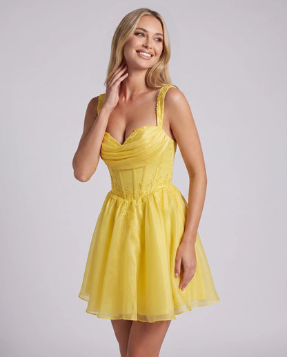 Kalinda Mini Dress — Yellow | SKU: RB-0db8da-yellow-2,RB-0db8da-yellow-4,RB-0db8da-yellow-6,RB-0db8da-yellow-8,RB-0db8da-yellow-10,RB-0db8da-yellow-12,RB-0db8da-yellow-14,RB-0db8da-yellow-16,RB-0db8da-yellow-16W,RB-0db8da-yellow-18W,RB-0db8da-yellow-20W,RB-0db8da-yellow-22W