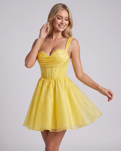 Kalinda Mini Dress — Yellow | SKU: RB-0db8da-yellow-2,RB-0db8da-yellow-4,RB-0db8da-yellow-6,RB-0db8da-yellow-8,RB-0db8da-yellow-10,RB-0db8da-yellow-12,RB-0db8da-yellow-14,RB-0db8da-yellow-16,RB-0db8da-yellow-16W,RB-0db8da-yellow-18W,RB-0db8da-yellow-20W,RB-0db8da-yellow-22W