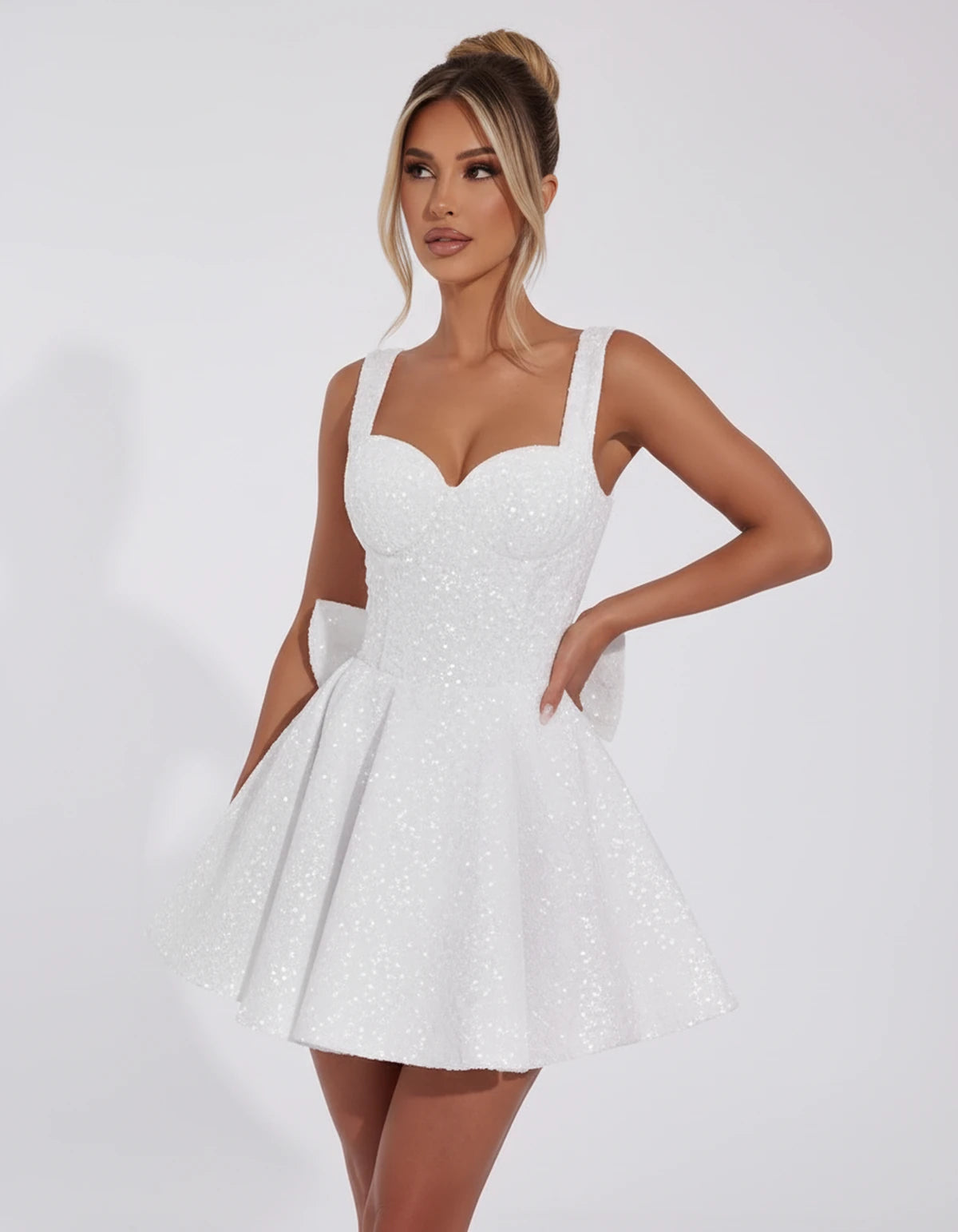 Katerine Mini Dresses — White | SKU: RB-81b11d-white-2,RB-81b11d-white-4,RB-81b11d-white-6,RB-81b11d-white-8,RB-81b11d-white-10,RB-81b11d-white-12,RB-81b11d-white-14,RB-81b11d-white-16,RB-81b11d-white-16W,RB-81b11d-white-18W,RB-81b11d-white-20W,RB-81b11d-white-22W