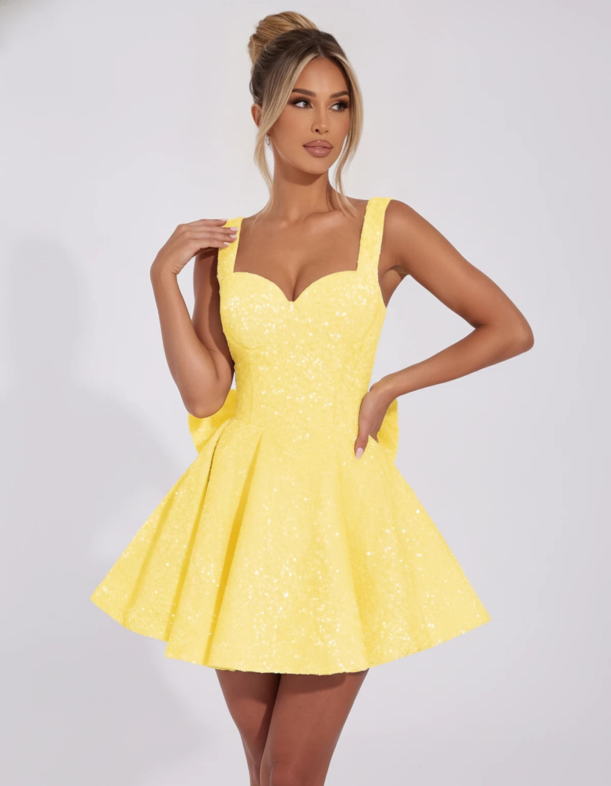Katerine Mini Dresses — Yellow | SKU: RB-81b11d-yellow-2,RB-81b11d-yellow-4,RB-81b11d-yellow-6,RB-81b11d-yellow-8,RB-81b11d-yellow-10,RB-81b11d-yellow-12,RB-81b11d-yellow-14,RB-81b11d-yellow-16,RB-81b11d-yellow-16W,RB-81b11d-yellow-18W,RB-81b11d-yellow-20W,RB-81b11d-yellow-22W
