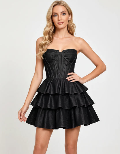 Kerensa Mini Dress — Black | SKU: RB-5fea62-black-2,RB-5fea62-black-4,RB-5fea62-black-6,RB-5fea62-black-8,RB-5fea62-black-10,RB-5fea62-black-12,RB-5fea62-black-14,RB-5fea62-black-14W,RB-5fea62-black-16,RB-5fea62-black-16W,RB-5fea62-black-18W,RB-5fea62-black-20W