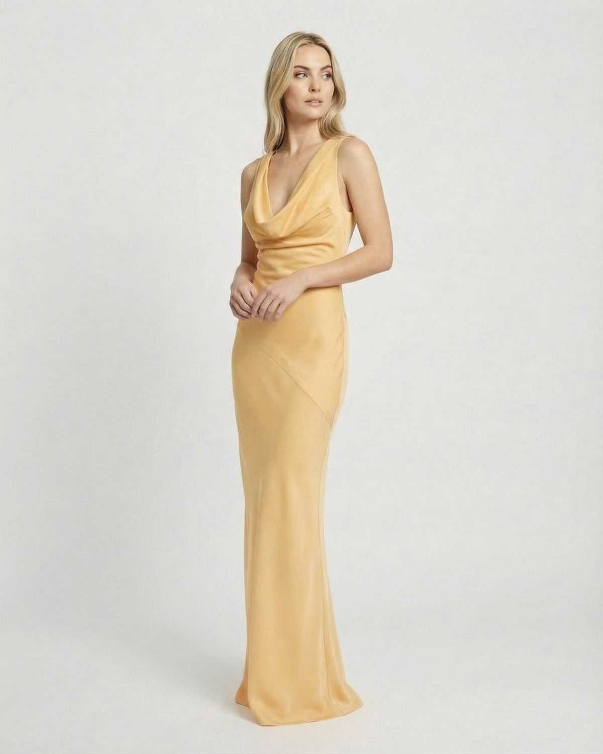 Gold Velvet Gown Halter Sleeveless Maxi Dress | Gala Nights & Celebrations, side view | Ramblion | SKU: SMD-74926-gold-L-3337,SMD-74926-gold-M-3558,SMD-74926-gold-S-5502,SMD-74926-gold-XL-7383,SMD-74926-gold-XS-3770