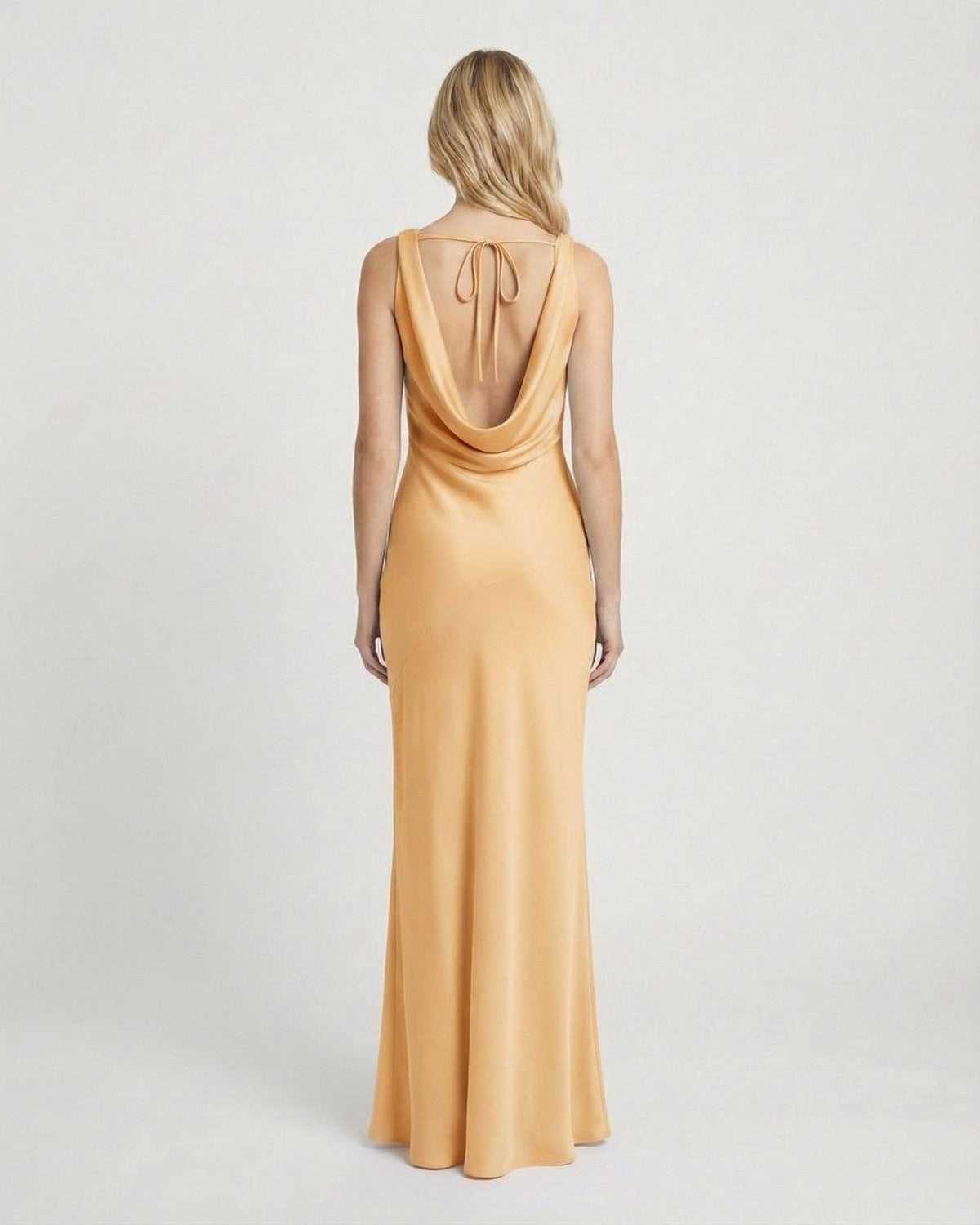 Gold Velvet Gown Halter Sleeveless Maxi Dress | Gala Nights & Celebrations, back view | Ramblion | SKU: SMD-74926-gold-L-3337,SMD-74926-gold-M-3558,SMD-74926-gold-S-5502,SMD-74926-gold-XL-7383,SMD-74926-gold-XS-3770