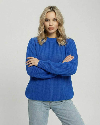 Kolo Sweater by RAMBLION in vibrant blue, featuring a relaxed fit, ideal for casual outings and stylish office looks.