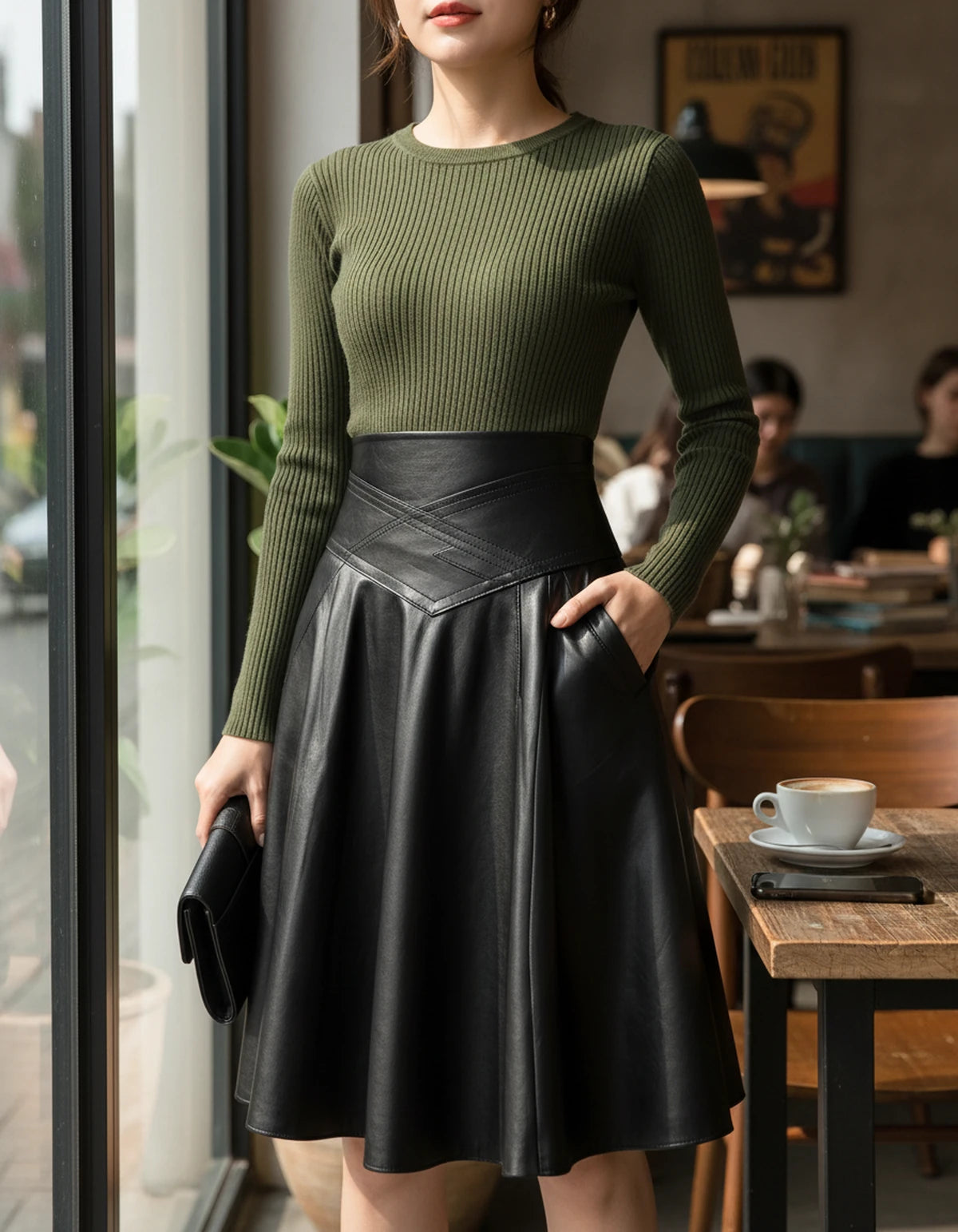 Korinna Midi Skirt — Black | SKU: RB-efd5f4-black-XS,RB-efd5f4-black-S,RB-efd5f4-black-M,RB-efd5f4-black-L,RB-efd5f4-black-XL,RB-efd5f4-black-2XL