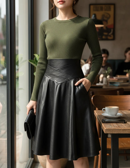 Korinna Midi Skirt — Black | SKU: RB-efd5f4-black-XS,RB-efd5f4-black-S,RB-efd5f4-black-M,RB-efd5f4-black-L,RB-efd5f4-black-XL,RB-efd5f4-black-2XL