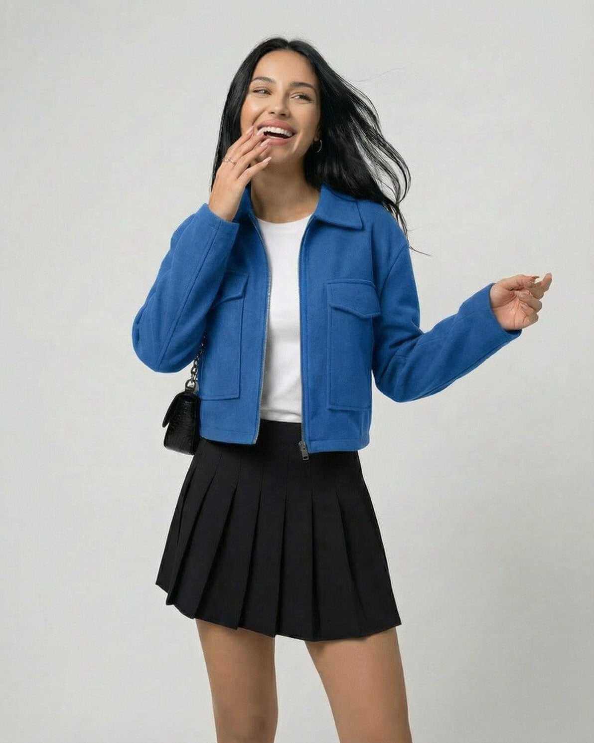 Laia Jacket by RAMBLION, stylish blue jacket perfect for day to evening wear, adding versatility to any wardrobe.