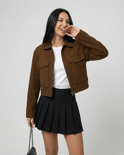 Lapo Jacket by RAMBLION, brown cotton blend jacket with a modern fit, stylish and comfortable for casual outings.