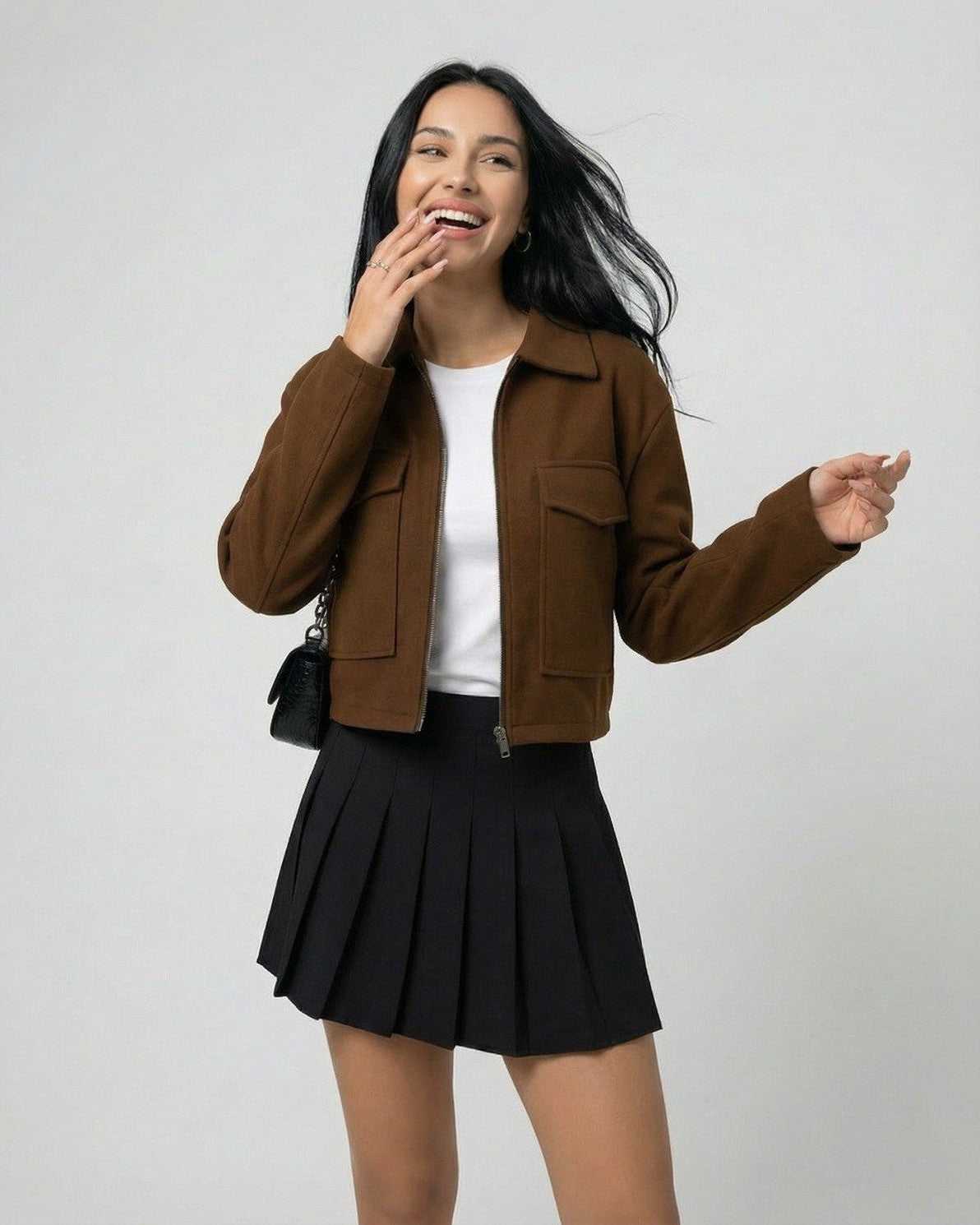 Lapo Jacket by RAMBLION. Brown stylish jacket with smooth fabric, perfect for a polished look and comfortable wear.