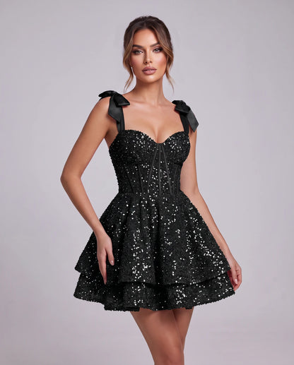 Laurentia Mini Dress — Black