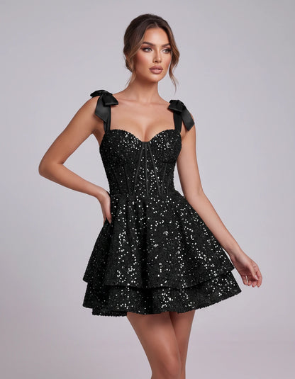 Laurentia Mini Dress — Black | SKU: RB-767659-black-2,RB-767659-black-4,RB-767659-black-6,RB-767659-black-8,RB-767659-black-10,RB-767659-black-12,RB-767659-black-14,RB-767659-black-16,RB-767659-black-16W,RB-767659-black-18W,RB-767659-black-20W,RB-767659-black-22W