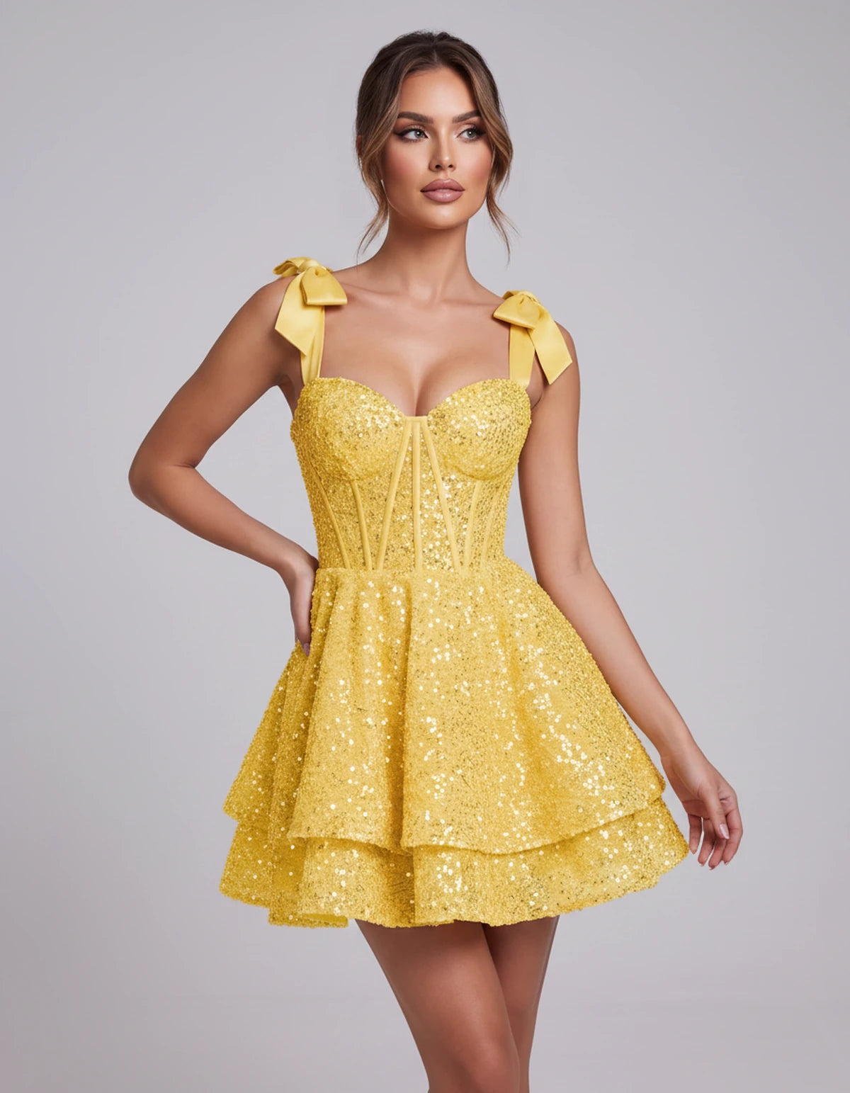 Laurentia Mini Dress — Yellow | SKU: RB-767659-yellow-2,RB-767659-yellow-4,RB-767659-yellow-6,RB-767659-yellow-8,RB-767659-yellow-10,RB-767659-yellow-12,RB-767659-yellow-14,RB-767659-yellow-16,RB-767659-yellow-16W,RB-767659-yellow-18W,RB-767659-yellow-20W,RB-767659-yellow-22W