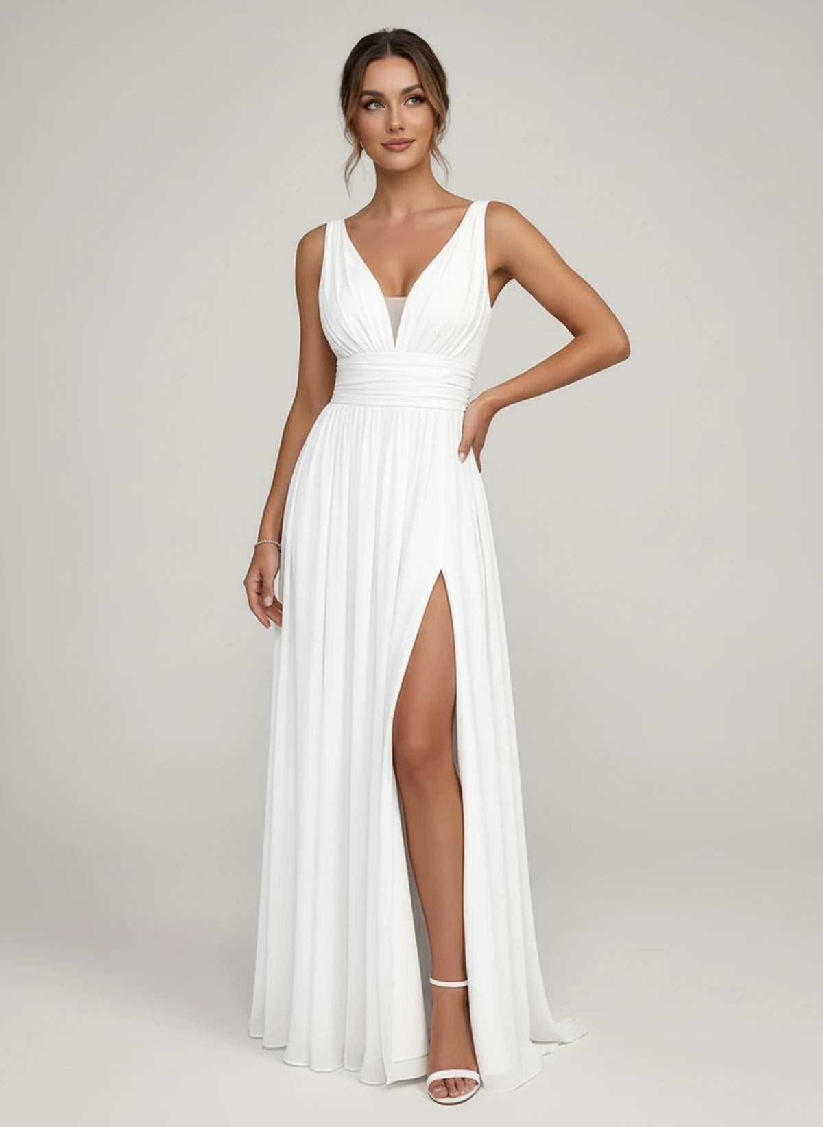 Lauriane Maxi Dresses — White | SKU: RB-361f43-white-2,RB-361f43-white-4,RB-361f43-white-6,RB-361f43-white-8,RB-361f43-white-10,RB-361f43-white-12,RB-361f43-white-14,RB-361f43-white-16,RB-361f43-white-16W,RB-361f43-white-18W,RB-361f43-white-20W,RB-361f43-white-22W