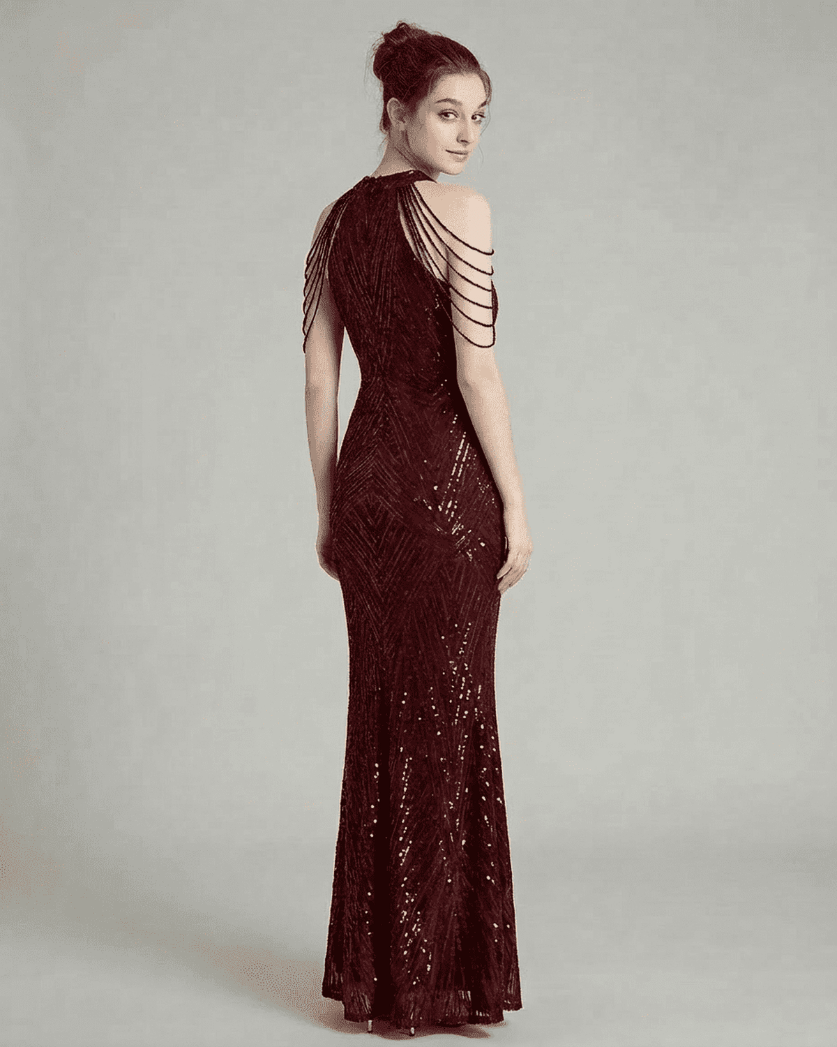 Elegant Ruby Maxi Dress by RAMBLION, showcasing a stunning sequin halter design with a mermaid silhouette.