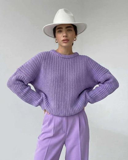 Lavender Sweater, front view | Ramblion | SKU: LS-48291-lavender-L-4159,LS-48291-lavender-M-2761,LS-48291-lavender-S-6783,LS-48291-lavender-XL-6632,LS-48291-lavender-XS-3205