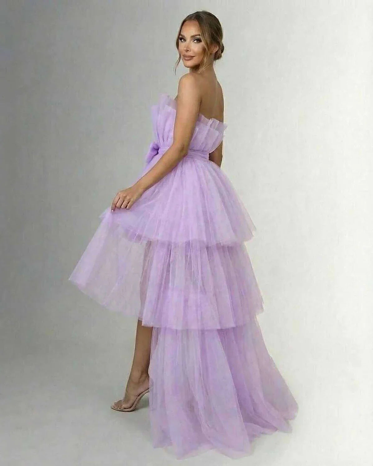 Lilac Cotton Gown Strapless Maxi Dress | Prom & Night Out, side view | Ramblion | SKU: LMX-938475612-lilac-L-7121,LMX-938475612-lilac-M-2261,LMX-938475612-lilac-S-8533,LMX-938475612-lilac-XL-6985,LMX-938475612-lilac-XS-617