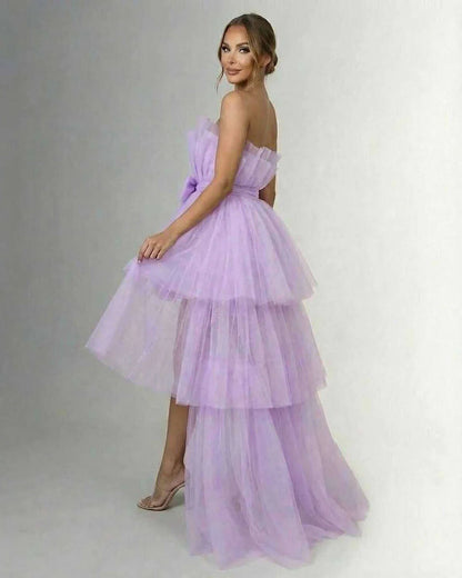 Lilac Cotton Gown Strapless Maxi Dress | Prom & Night Out, side view | Ramblion | SKU: LMX-938475612-lilac-L-7121,LMX-938475612-lilac-M-2261,LMX-938475612-lilac-S-8533,LMX-938475612-lilac-XL-6985,LMX-938475612-lilac-XS-617