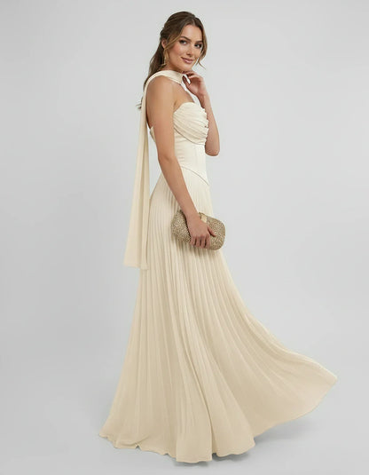 Lilac Satin A-Line One-Shoulder Sleeveless Maxi Dress, side view | Ramblion | SKU: SM-583714926184257-BEIGE-L,SM-583714926184257-BEIGE-M,SM-583714926184257-BEIGE-S,SM-583714926184257-BEIGE-XL,SM-583714926184257-BEIGE-XS