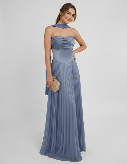 Lilac Satin A-Line One-Shoulder Sleeveless Maxi Dress, front view | Ramblion | SKU: SM-583714926184257-DUSTYBLUE-L,SM-583714926184257-DUSTYBLUE-M,SM-583714926184257-DUSTYBLUE-S,SM-583714926184257-DUSTYBLUE-XL,SM-583714926184257-DUSTYBLUE-XS