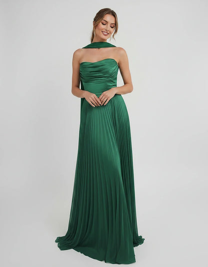 Lilac Satin A-Line One-Shoulder Sleeveless Maxi Dress, front view | Ramblion | SKU: SM-583714926184257-GREEN-L,SM-583714926184257-GREEN-M,SM-583714926184257-GREEN-S,SM-583714926184257-GREEN-XL,SM-583714926184257-GREEN-XS