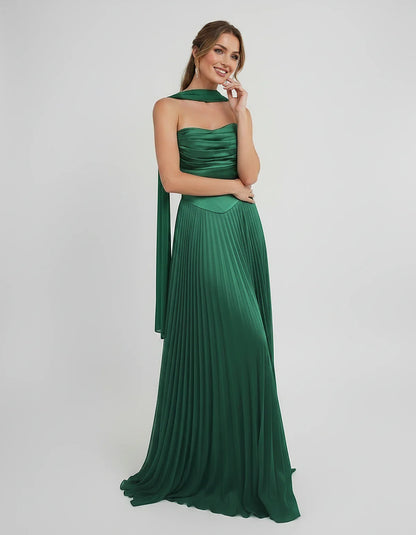 Lilac Satin A-Line One-Shoulder Sleeveless Maxi Dress, front view | Ramblion | SKU: SM-583714926184257-GREEN-L,SM-583714926184257-GREEN-M,SM-583714926184257-GREEN-S,SM-583714926184257-GREEN-XL,SM-583714926184257-GREEN-XS