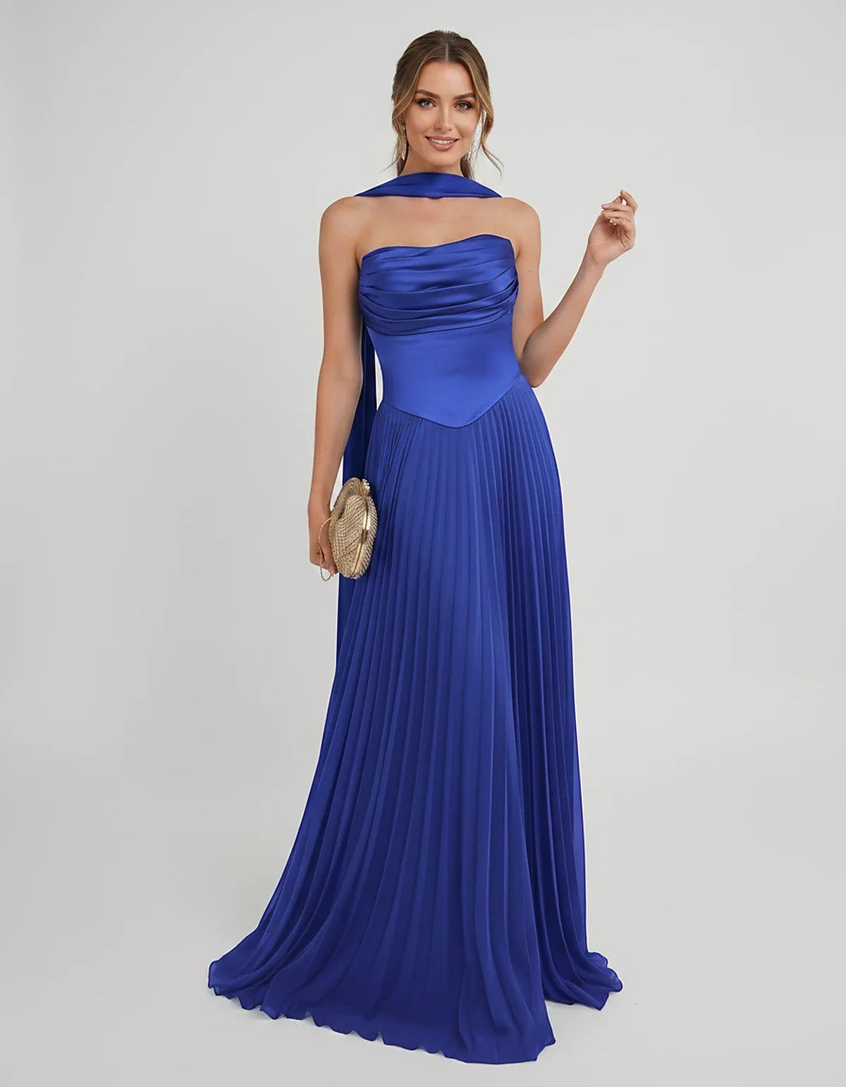 Lilac Satin A-Line One-Shoulder Sleeveless Maxi Dress | Ramblion | SKU: SM-583714926184257-BLUE-L,SM-583714926184257-BLUE-M,SM-583714926184257-BLUE-S,SM-583714926184257-BLUE-XL,SM-583714926184257-BLUE-XS