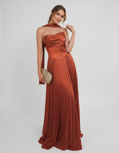 Lilac Satin A-Line One-Shoulder Sleeveless Maxi Dress | Ramblion | SKU: SM-583714926184257-BURNTORANGE-L,SM-583714926184257-BURNTORANGE-M,SM-583714926184257-BURNTORANGE-S,SM-583714926184257-BURNTORANGE-XL,SM-583714926184257-BURNTORANGE-XS