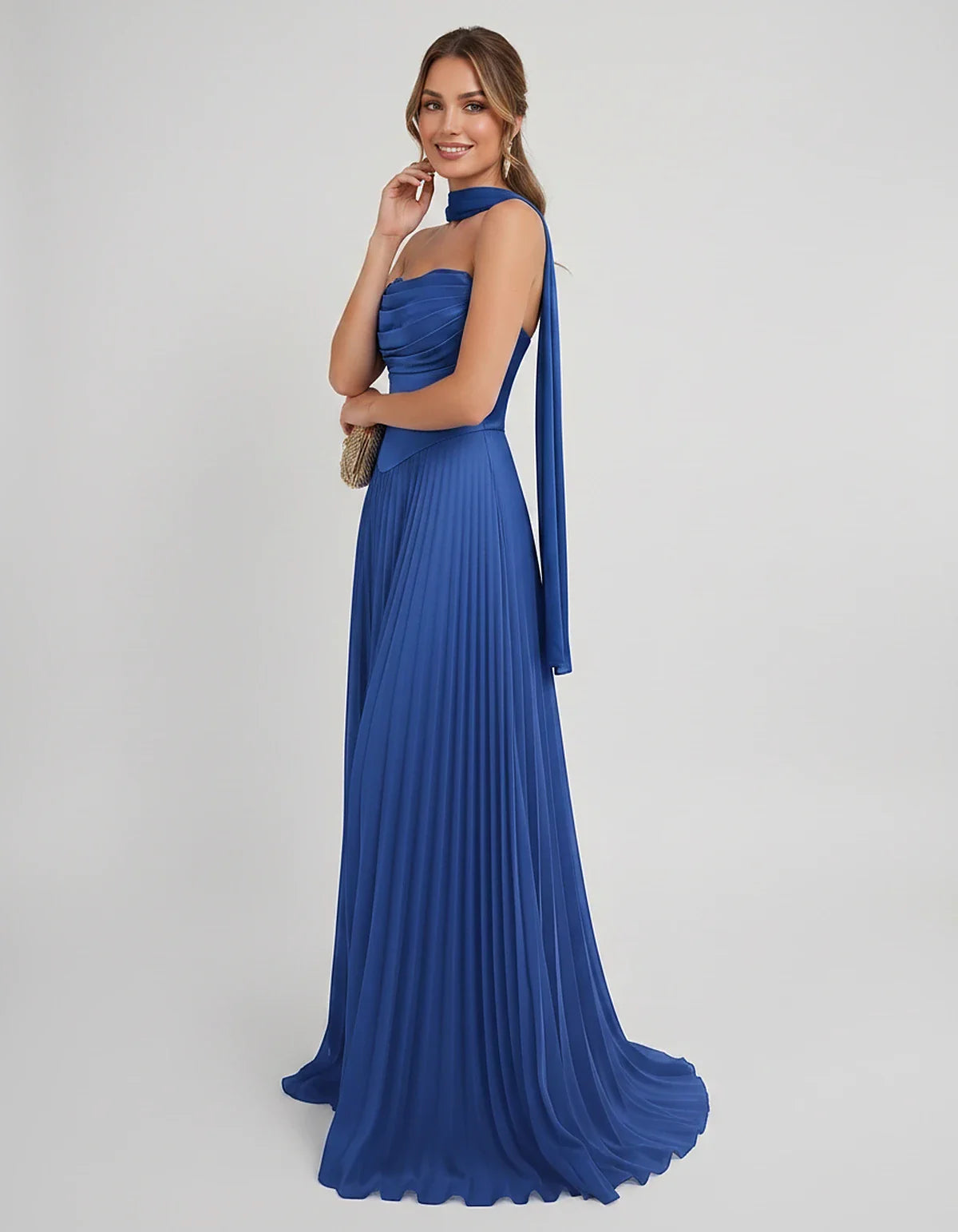 Lilac Satin A-Line One-Shoulder Sleeveless Maxi Dress | Ramblion | SKU: SM-583714926184257-BURNTORANGE-L,SM-583714926184257-BURNTORANGE-M,SM-583714926184257-BURNTORANGE-S,SM-583714926184257-BURNTORANGE-XL,SM-583714926184257-BURNTORANGE-XS