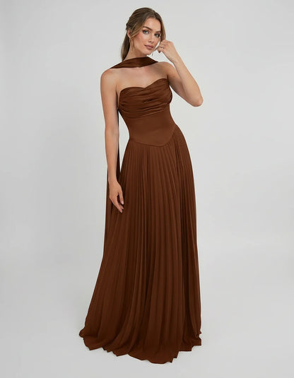 Lilac Satin A-Line One-Shoulder Sleeveless Maxi Dress | Ramblion | SKU: SM-583714926184257-BURNTORANGE-L,SM-583714926184257-BURNTORANGE-M,SM-583714926184257-BURNTORANGE-S,SM-583714926184257-BURNTORANGE-XL,SM-583714926184257-BURNTORANGE-XS