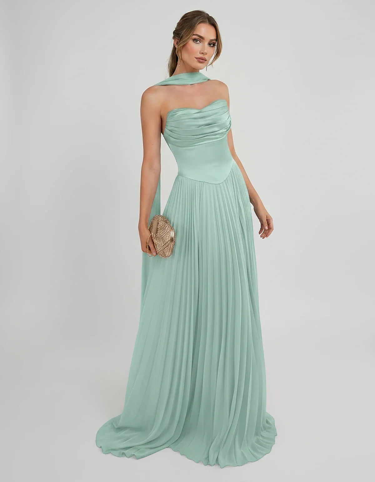 Lilac Satin A-Line One-Shoulder Sleeveless Maxi Dress | Ramblion | SKU: SM-583714926184257-BROWN-L,SM-583714926184257-BROWN-M,SM-583714926184257-BROWN-S,SM-583714926184257-BROWN-XL,SM-583714926184257-BROWN-XS