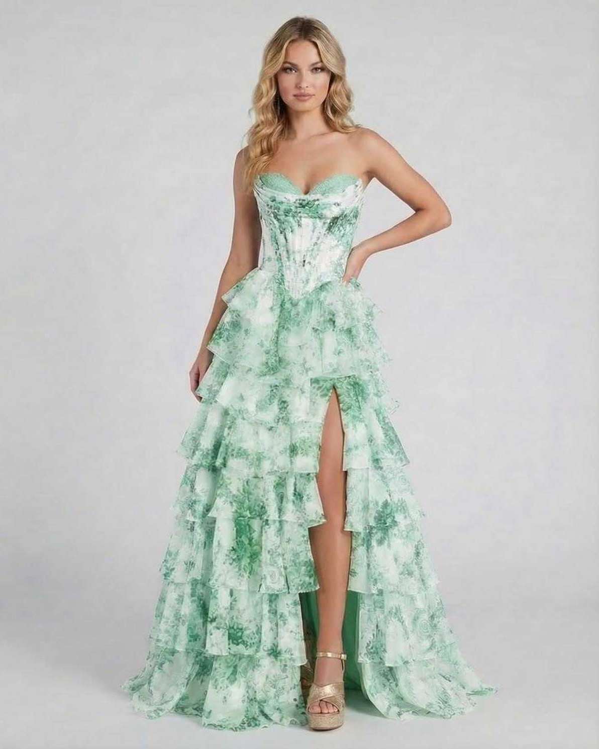 Linosa Maxi Dress featuring tiered ruffles and a flowing silhouette, perfect for elegant occasions, by RAMBLION.