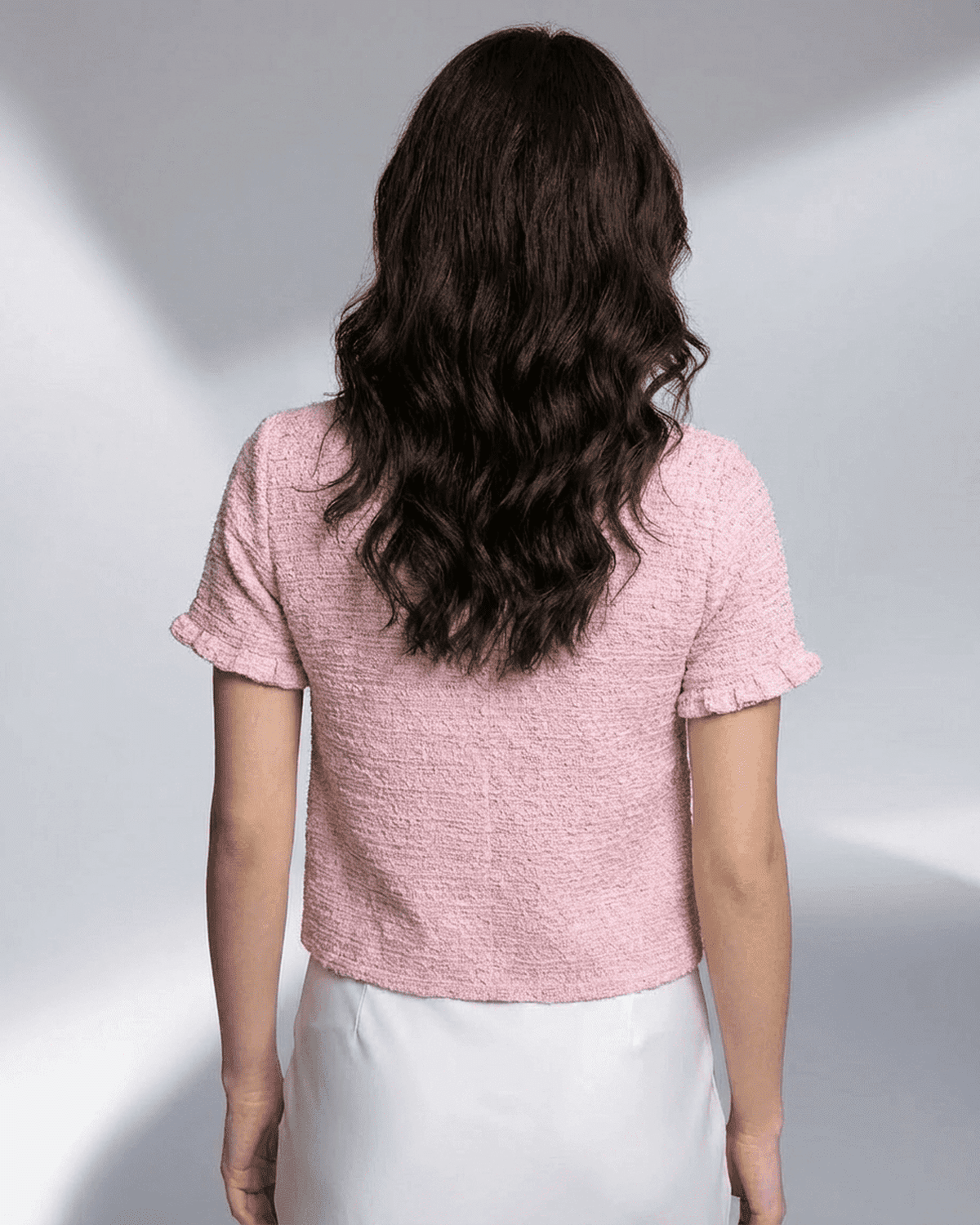 Pink Cotton Cardigan, back view | Ramblion | SKU: CC-58412-pink-L-2824,CC-58412-pink-M-1443,CC-58412-pink-S-5869,CC-58412-pink-XL-6927,CC-58412-pink-XS-7737