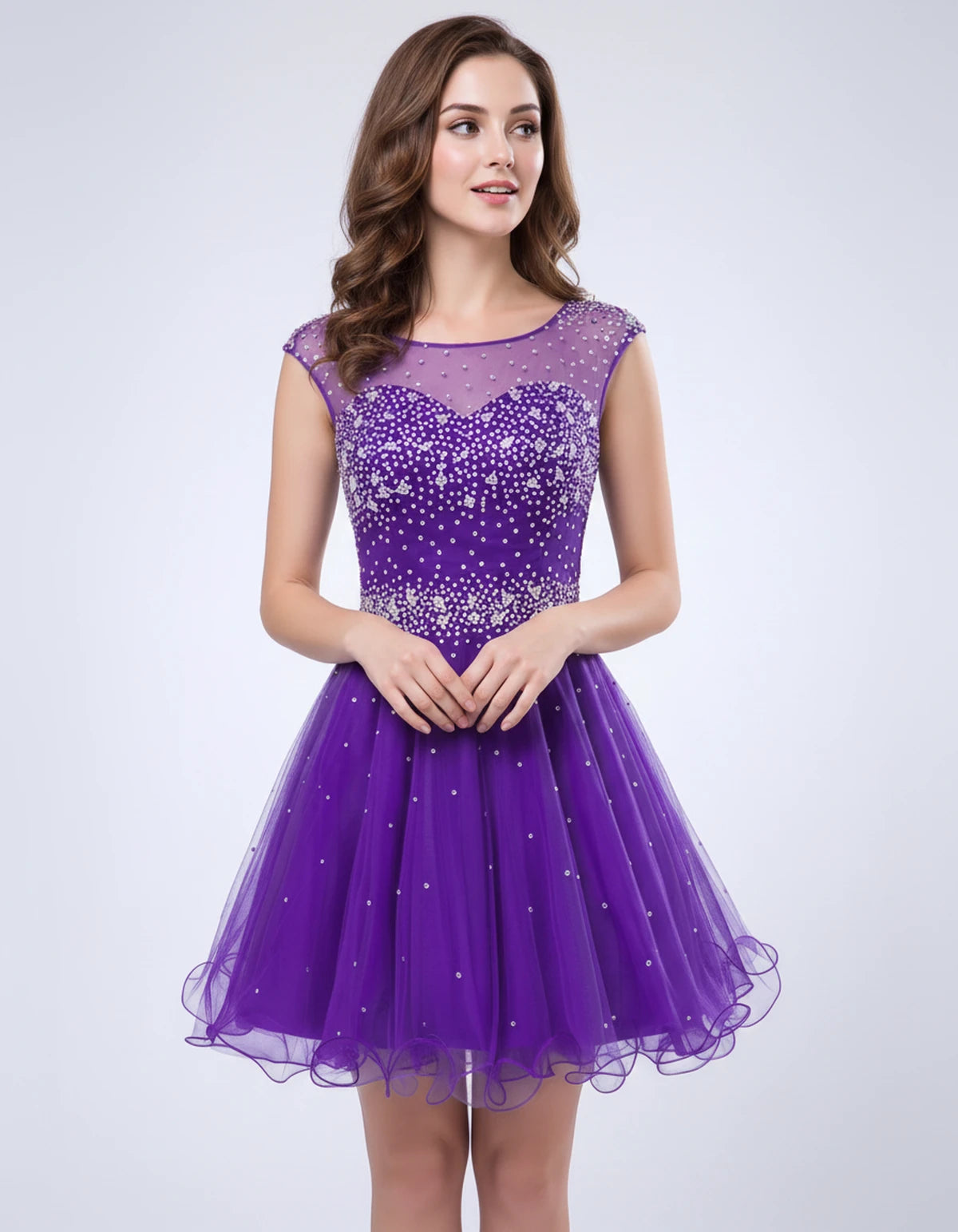 Lisbonne Mini Dress — Purple | SKU: RB-ebca36-purple-2,RB-ebca36-purple-4,RB-ebca36-purple-6,RB-ebca36-purple-8,RB-ebca36-purple-10,RB-ebca36-purple-12,RB-ebca36-purple-14,RB-ebca36-purple-14W,RB-ebca36-purple-16,RB-ebca36-purple-16W,RB-ebca36-purple-18W,RB-ebca36-purple-20W