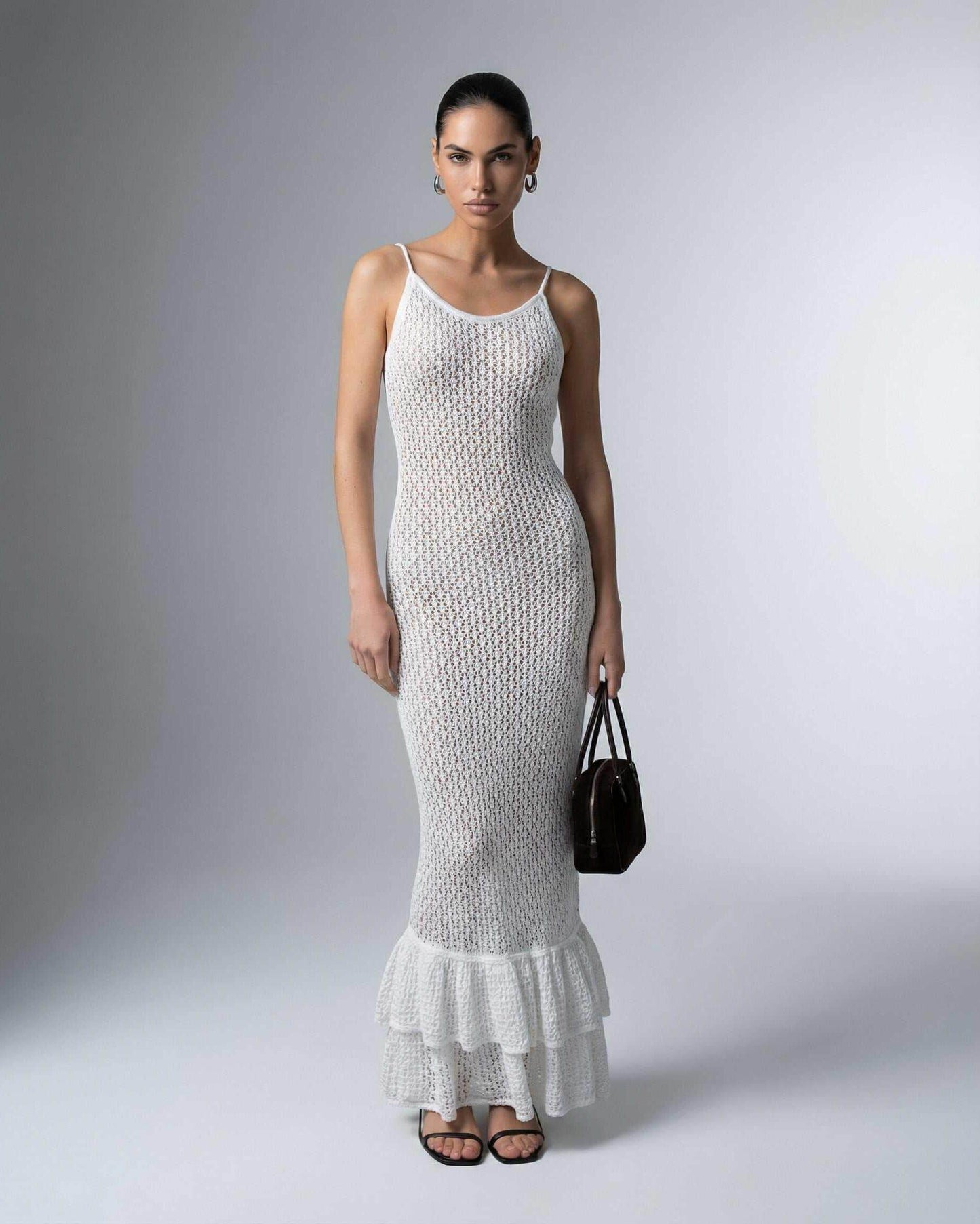 Loba Maxi Dress, white ankle-length, cotton, elegant feel, perfect for summer outings, by RAMBLION